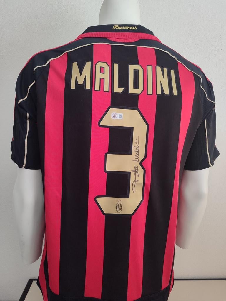 AC Milan shirt gesigneerd door Paolo Maldini met Beckett coa, Ophalen of Verzenden