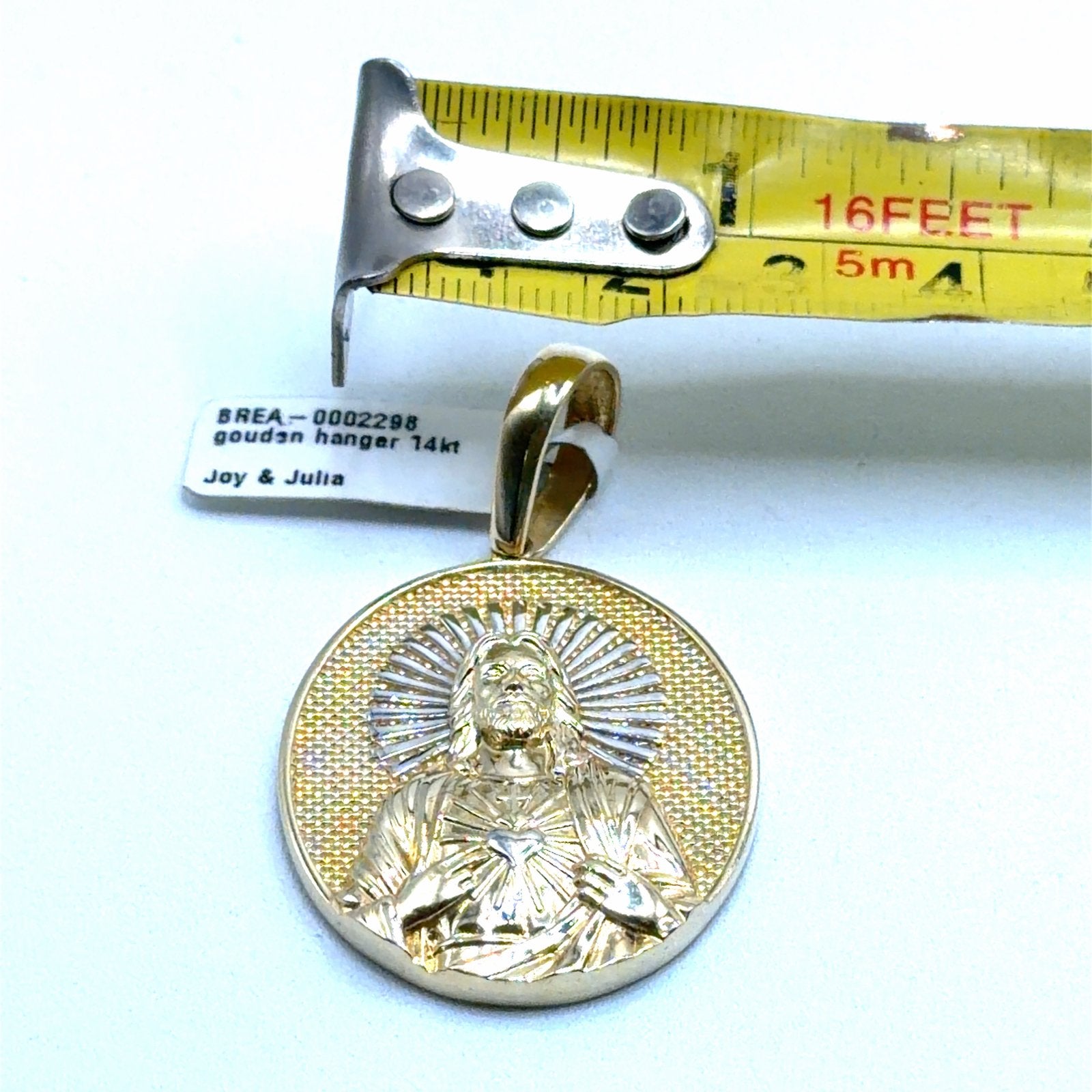 Gouden hanger 14kt met Jezus figuur, Overige voorstellingen, W, Nieuw, Ophalen of Verzenden