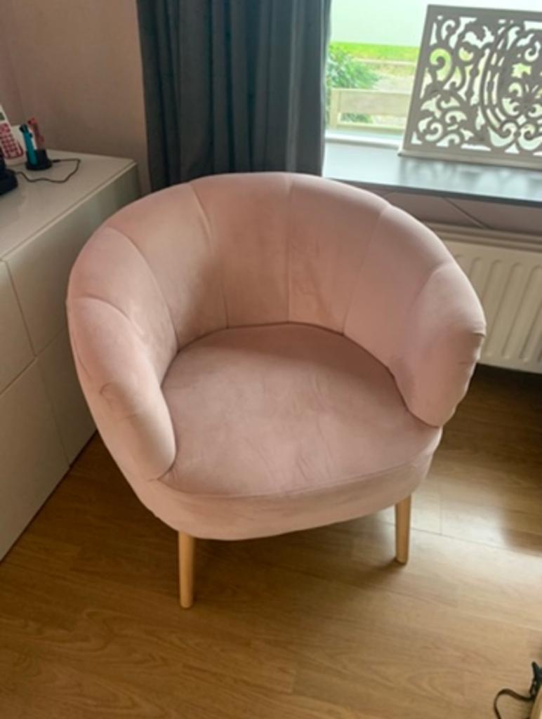 Leuke Roze fauteuil, Huis en Inrichting, Fauteuils, Ophalen, Gebruikt, Romantisch, 75 tot 100 cm