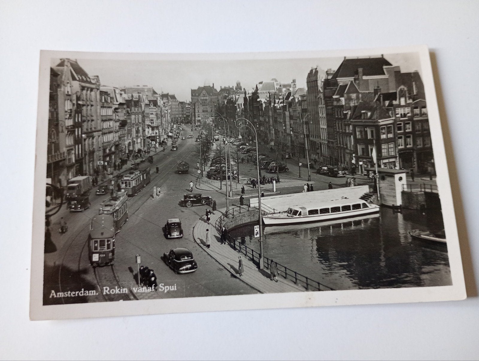 Amsterdam Rokin met Tram 1949, Ophalen of Verzenden, 1940 tot 1960, Gelopen, Noord-Holland