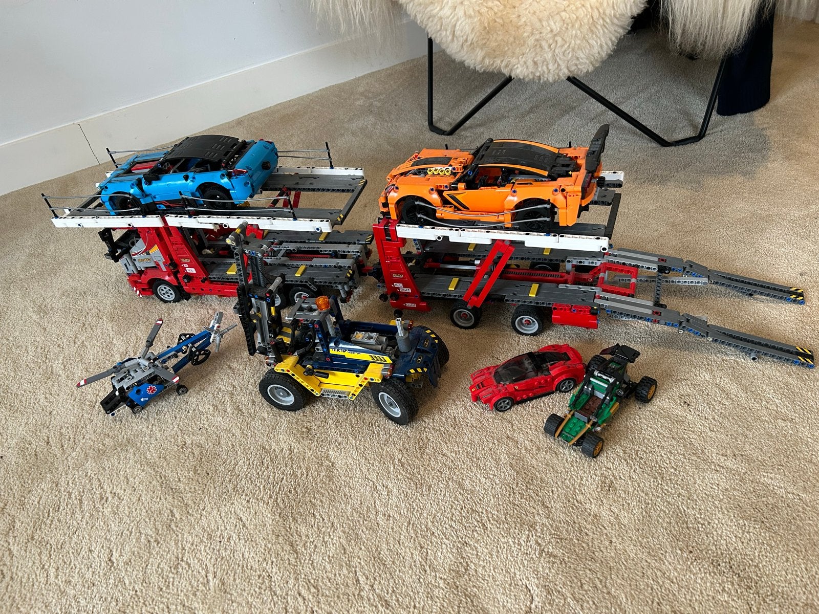 LEGO Technic: Car Transporter, Vorkheftruck en Chevrolet, Ophalen, Gebruikt, Overige merken