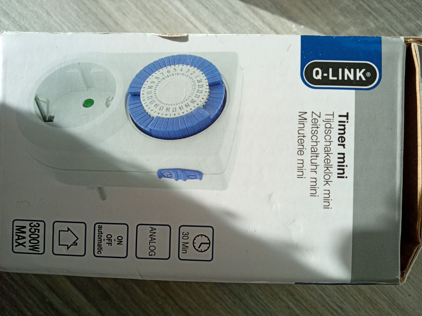 Q-Link Mini Timer - Analoge Tijdschakelklok 3500W, Ophalen, Nieuw