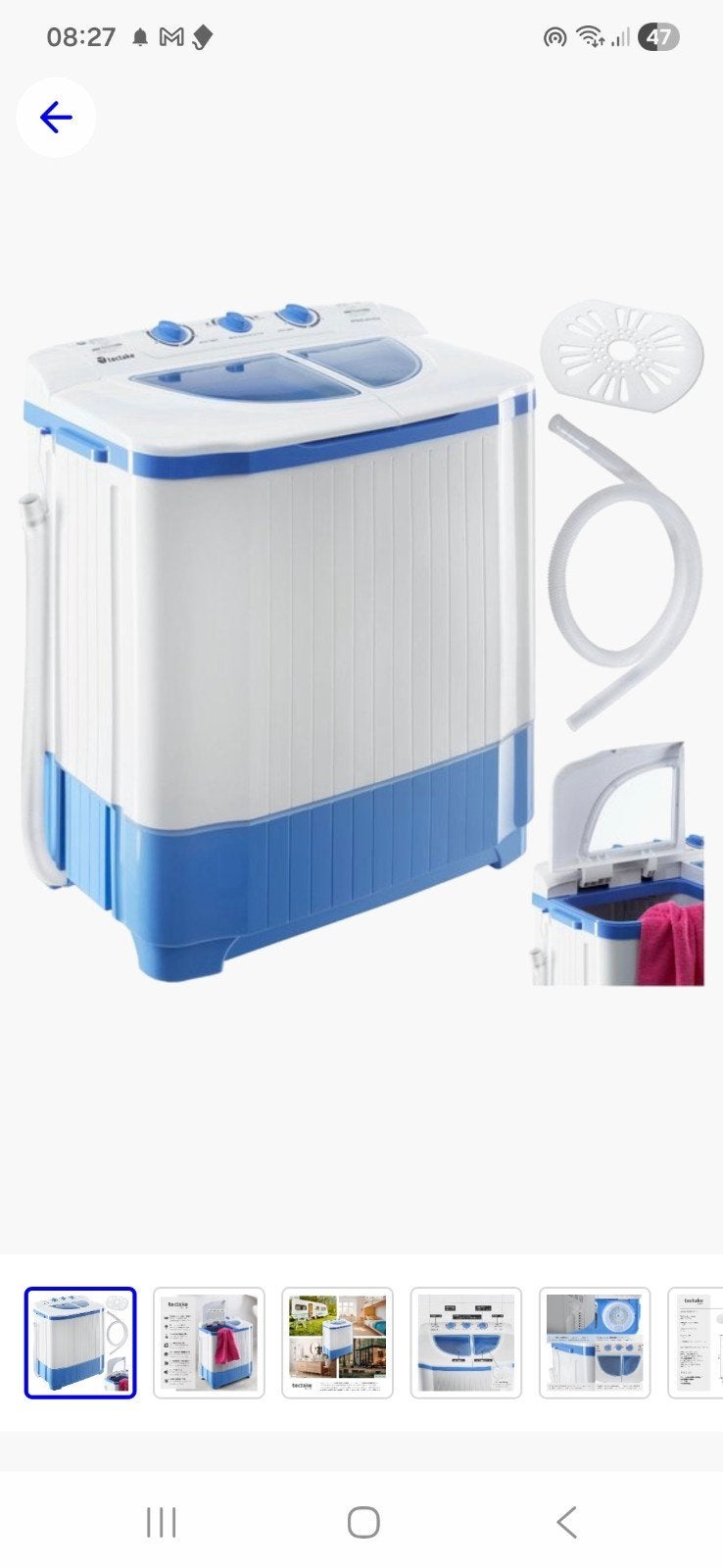 Compacte Tectake Mini Wasmachine, Witgoed en Apparatuur, Wasmachines, Ophalen, Minder dan 1200 toeren, Minder dan 85 cm, Minder dan 4 kg