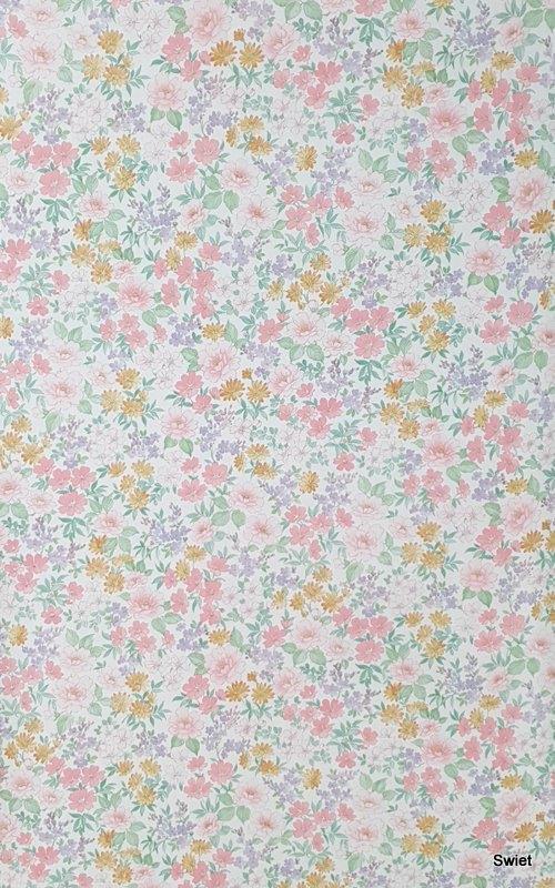 5663 pastel bloemen behang roze lila  retro vintage swiet, Verzenden, Oranje