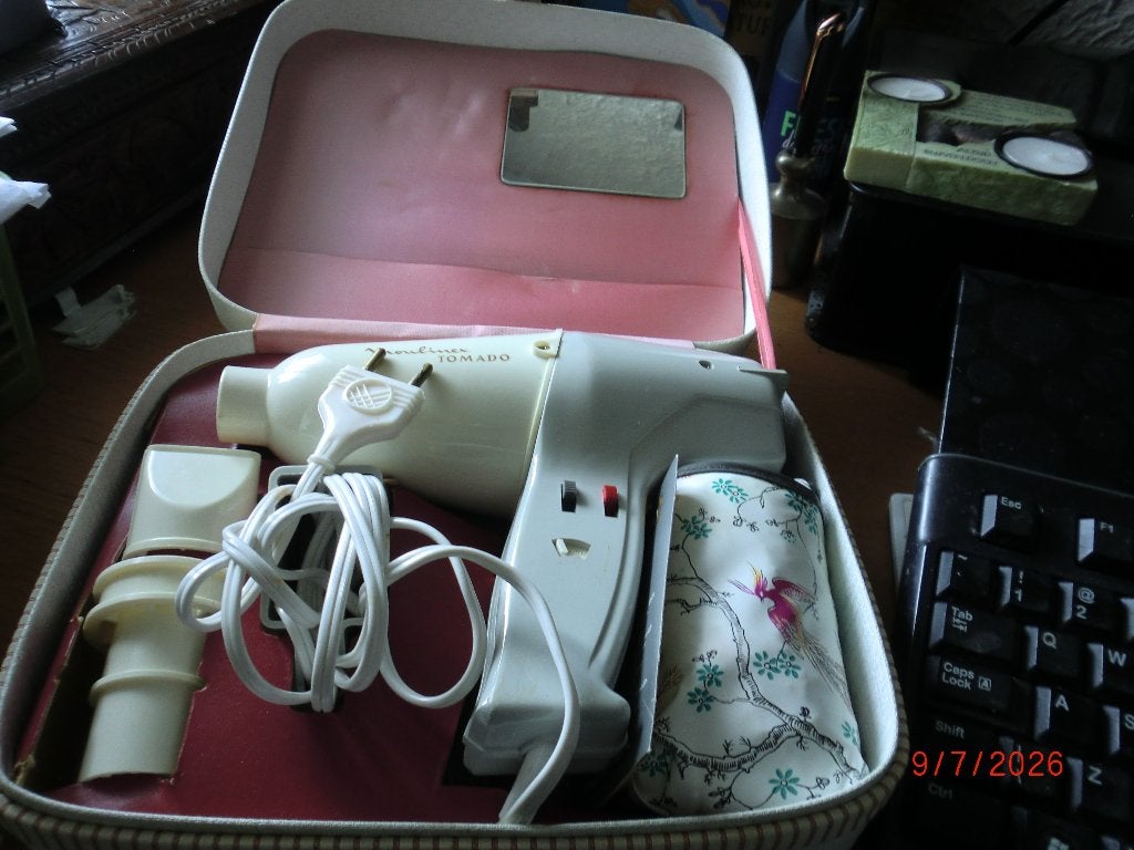Retro haardroger van Tomado in complete case, Ophalen of Verzenden, Gebruikt, Föhn of Haardroger