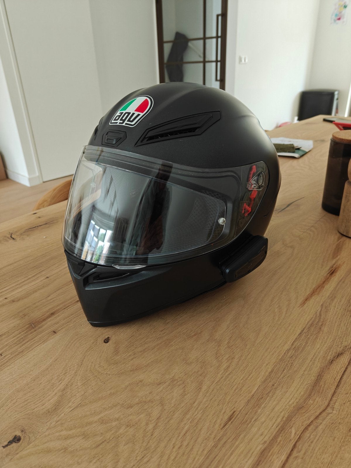 AGV K1 motorhelm matzwart - Maat S (Optioneel met Cardo), Ophalen, S, Tweedehands, Integraalhelm