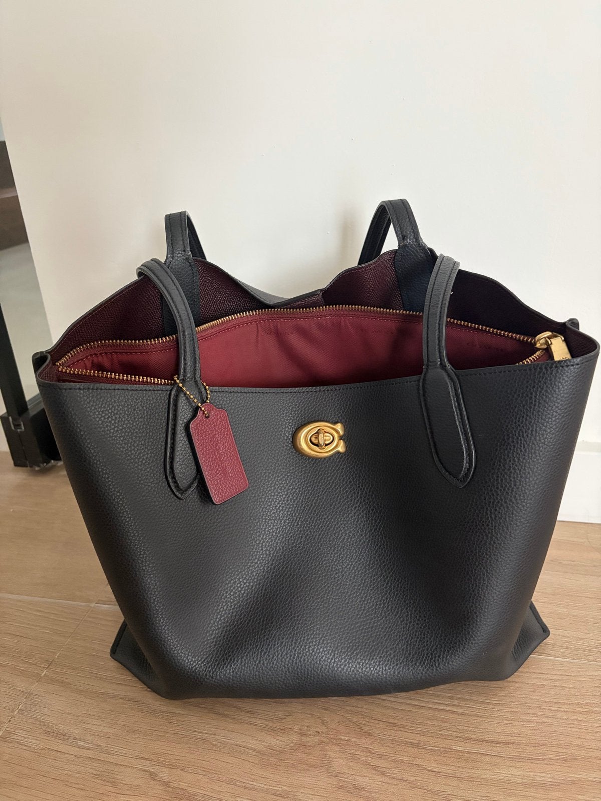 Coach Shopper Tas Zwart Leer - Zo Goed als Nieuw, Sieraden, Tassen en Uiterlijk, Ophalen of Verzenden, Zo goed als nieuw, Zwart