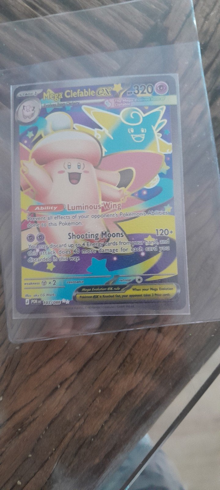 Mega Clefable EX 320HP Pokémon Kaart, Ophalen of Verzenden, Zo goed als nieuw, Losse kaart