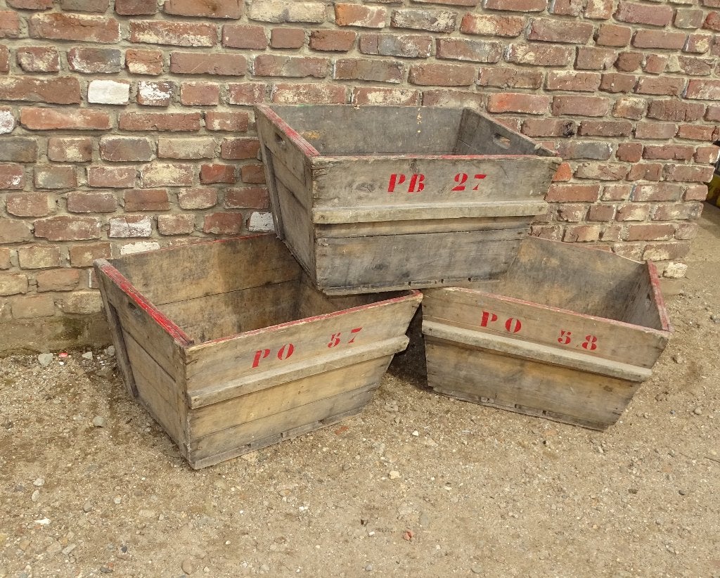 3 oude plukbakken voor druiven wijndruiven bakken kratten, Antiek en Kunst, Ophalen