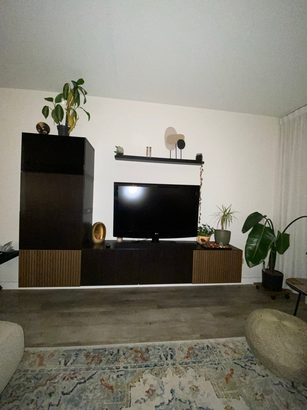 Modern tv-meubel met opbergkast en planken, Ophalen, Gebruikt, 200 cm of meer, 25 tot 50 cm
