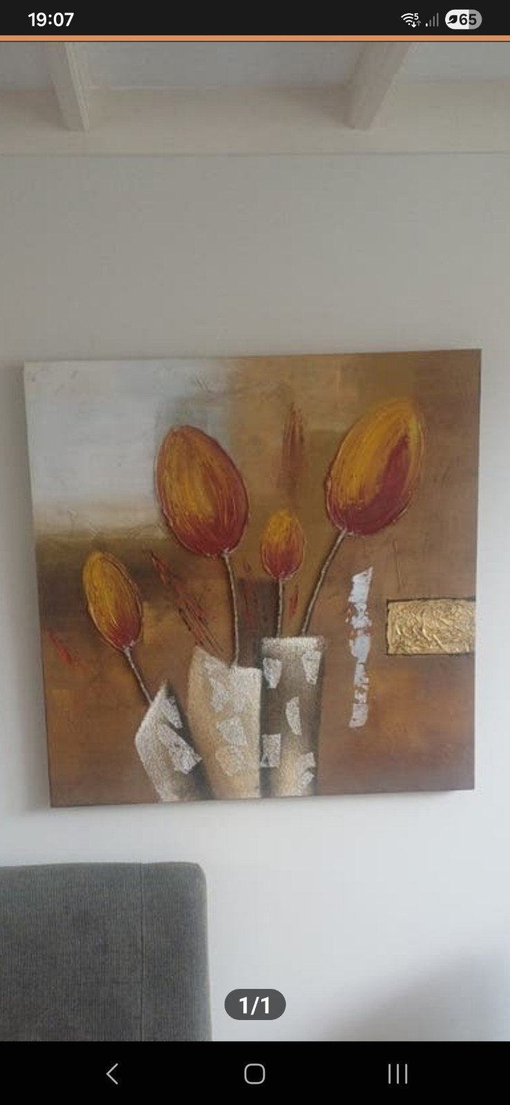 Mooi abstracte schilderij, warme tinten, Antiek en Kunst, Ophalen of Verzenden