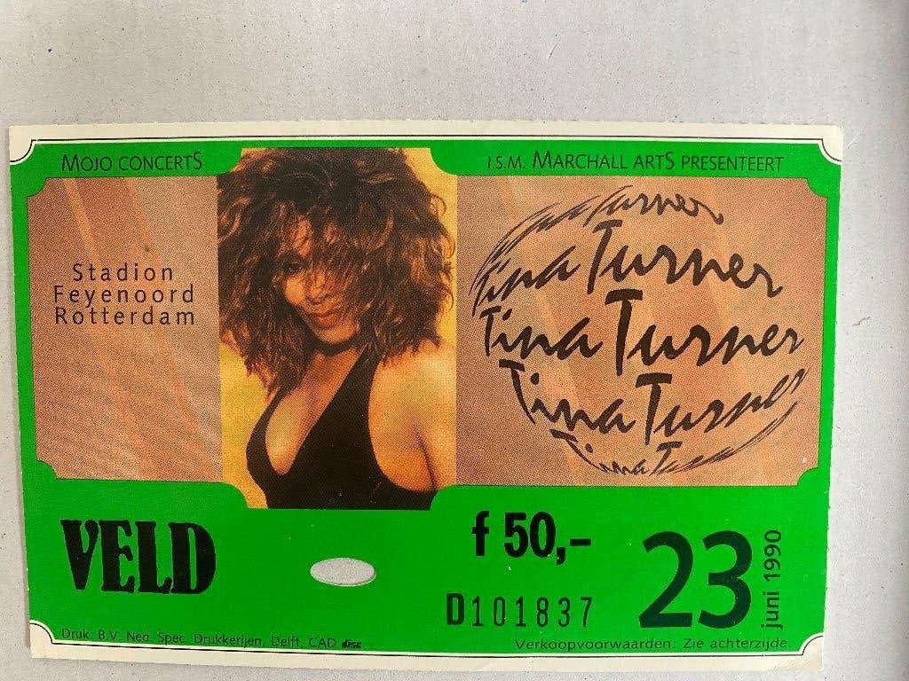 Oud concert kaartje.  Tina Turner, Ophalen of Verzenden, Gebruikt