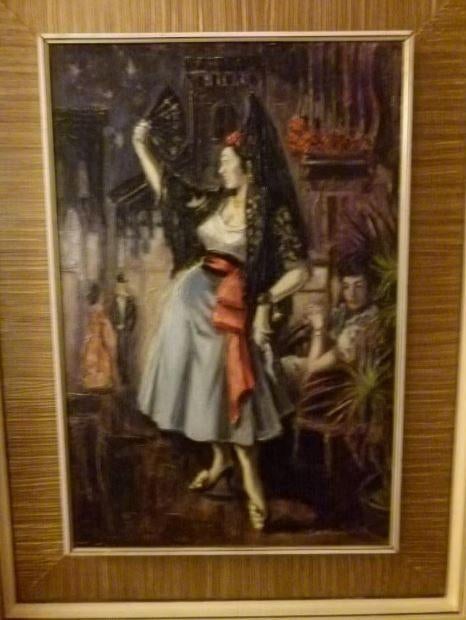 vintage schilderij Flamenco danseres 70er jaren, Antiek en Kunst, Ophalen