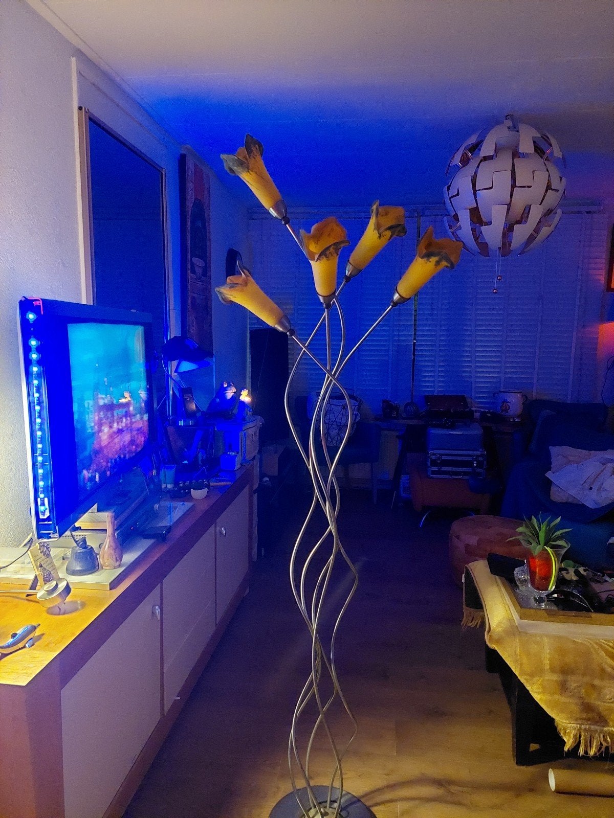 Antieke Art Deco Vloerlamp met Geblazen Glas, Antiek en Kunst, Ophalen