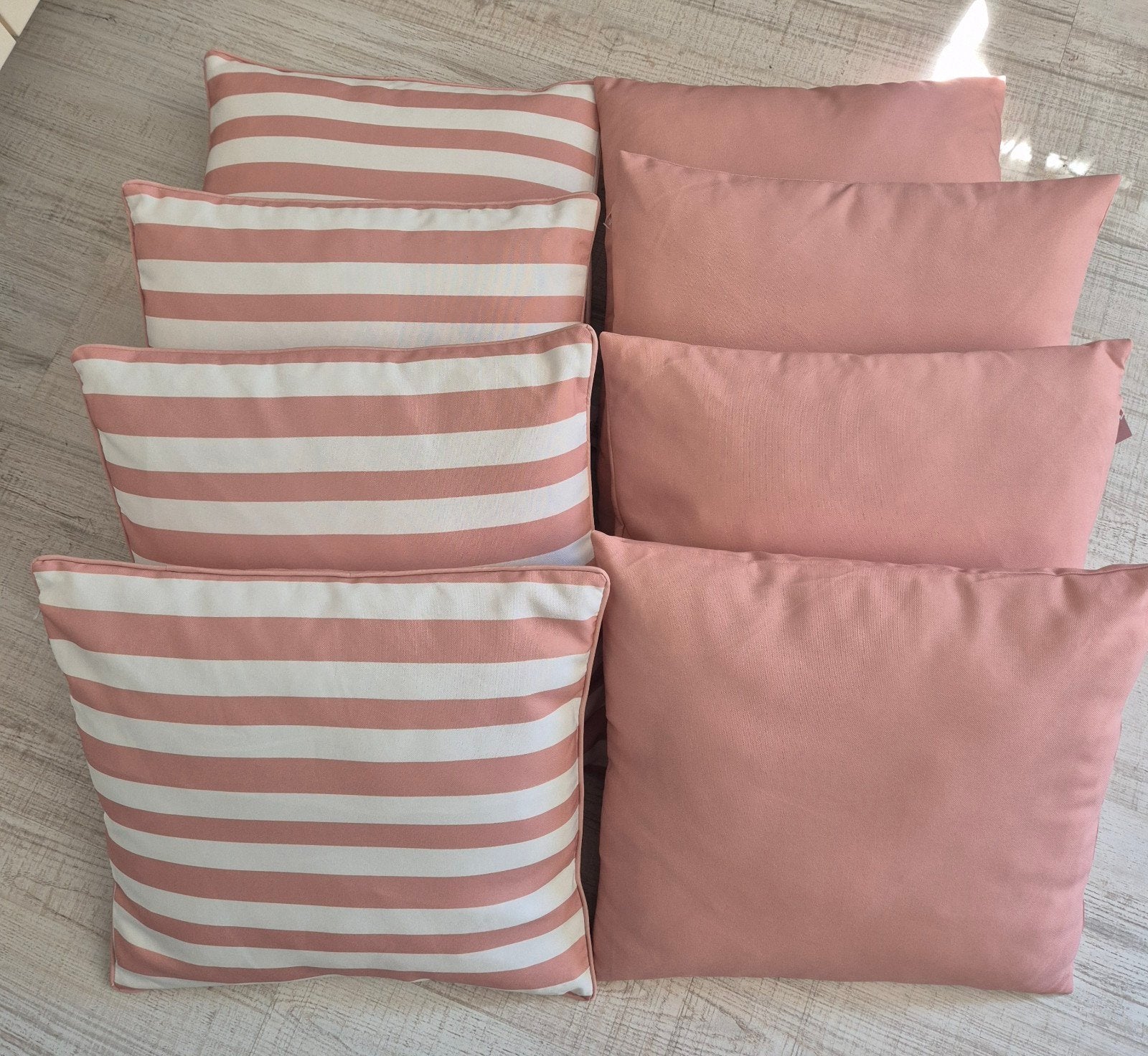 Nieuwe O'Malley sierkussens - set van 8 (roze/wit), Overige merken, Vierkant, Nieuw, Sierkussen