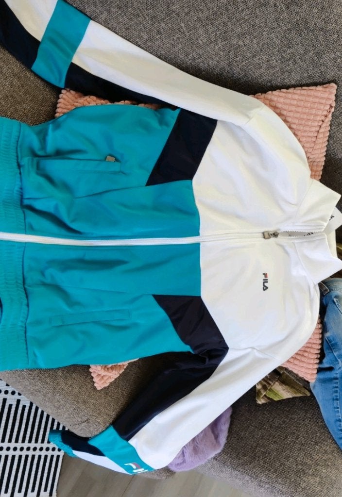 Fila retro sportvest Turquoise/wit/blauw maat s, Blauw, Overige typen, Nieuw, Ophalen of Verzenden