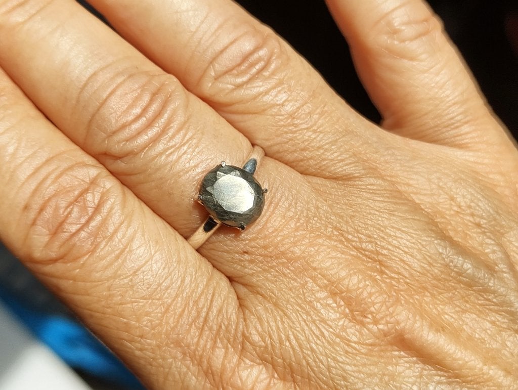 zilveren ring met natuurlijke Gouden Pyriet steen zilver 925, 18 tot 19, O.T., Nieuw, Ophalen of Verzenden