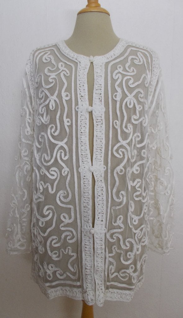 Bohemian/Ibiza aparte beige vest/top in Hunza style! L/XL, Verzenden, Beige, Maat 42/44 (L), Zo goed als nieuw