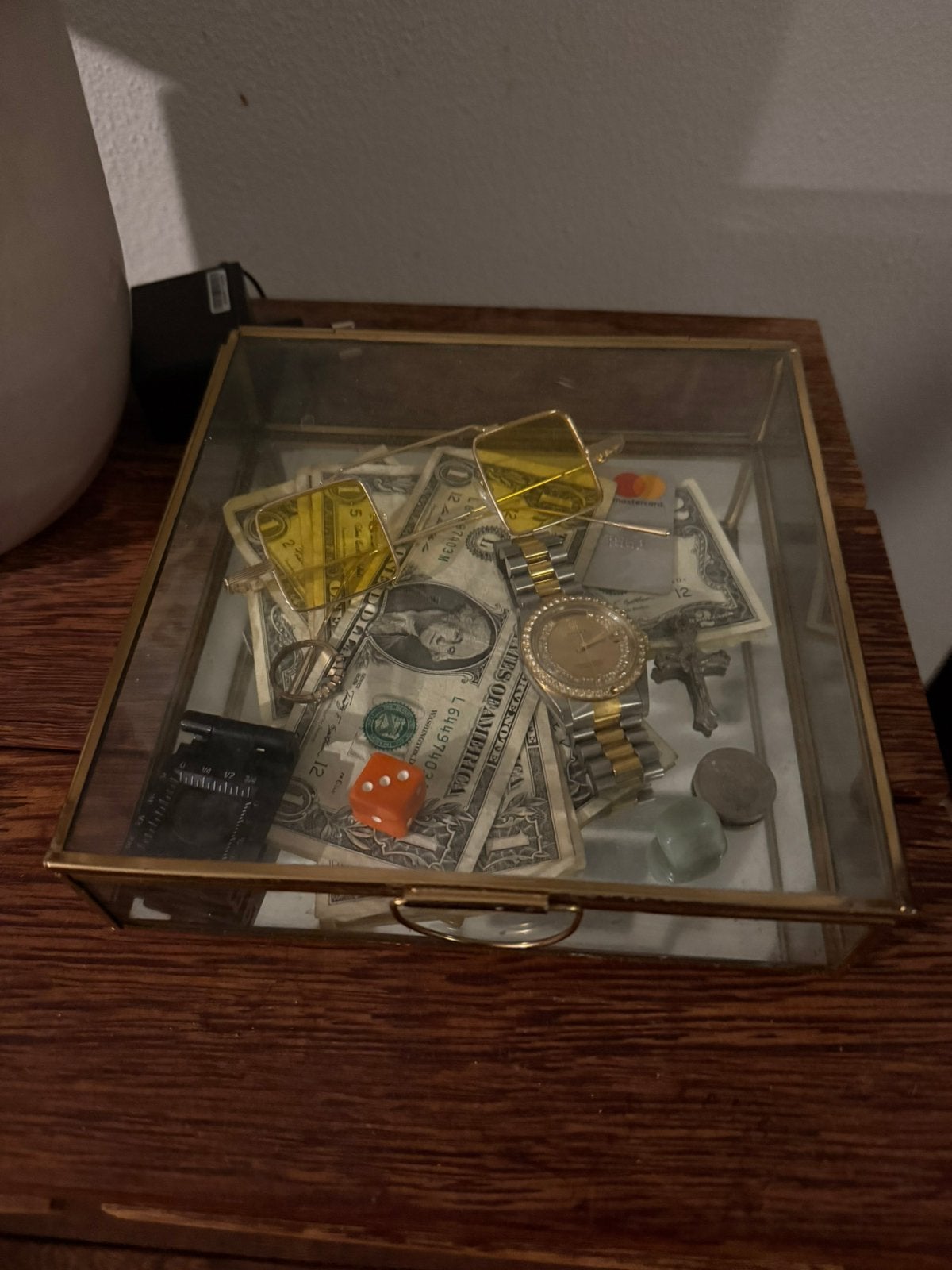 Original Vintage Jewellery Box - gold/mirrow/glass, Ophalen of Verzenden