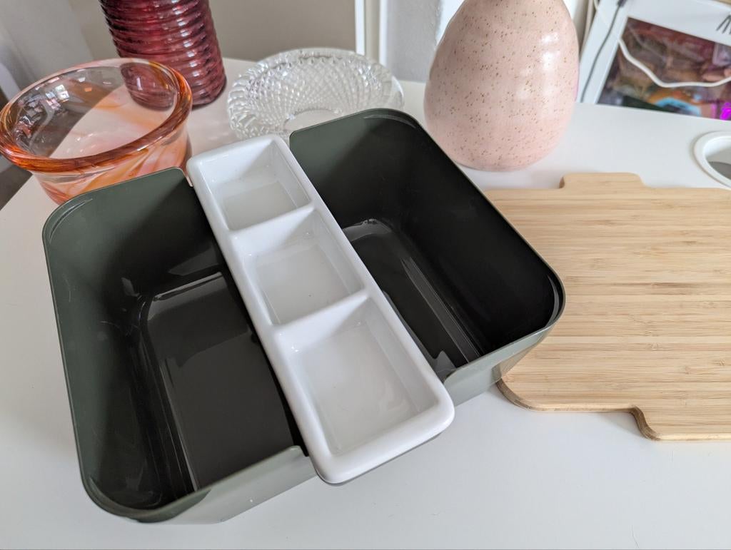 Vacu Vin broodtrommel met bamboe deksel en snackbakje, Huis en Inrichting, Kunststof, Ophalen of Verzenden, Zo goed als nieuw