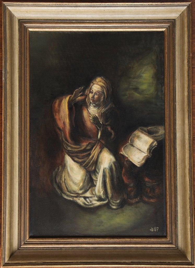 Schilderij: De verkondiging aan Maria, Antiek en Kunst, Ophalen, Ingelijst, Portret of Personen