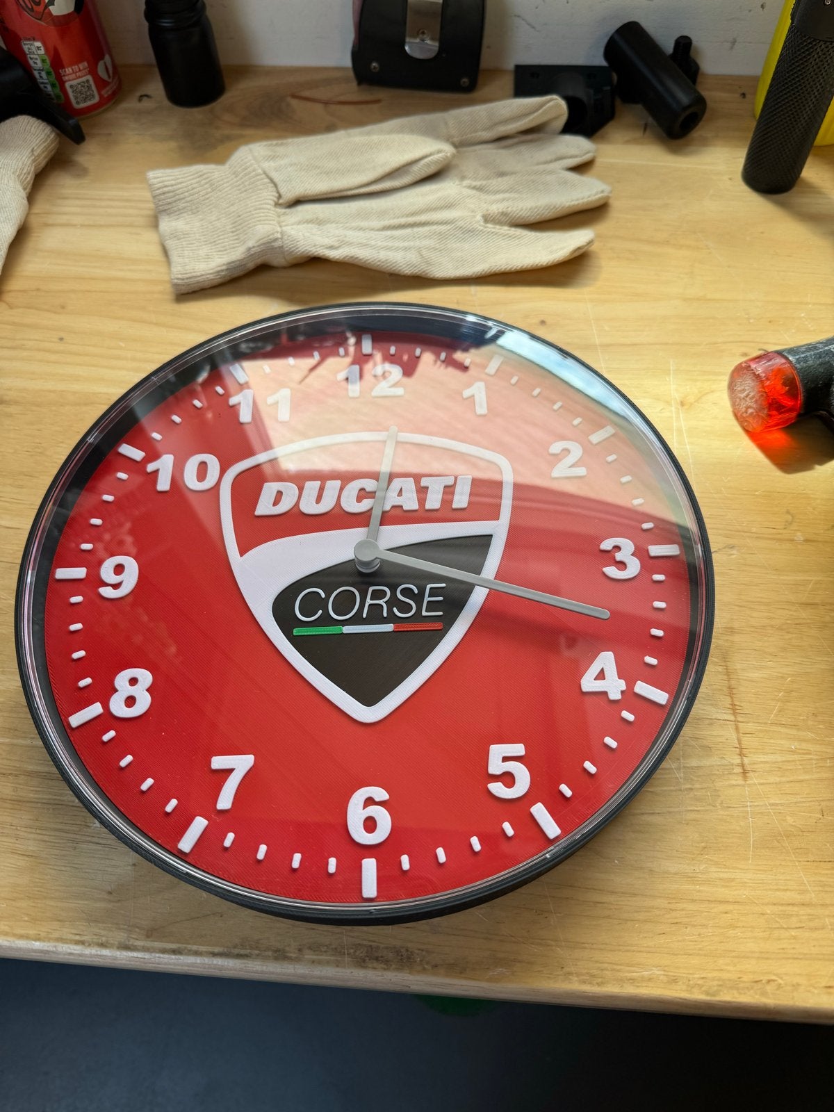 3D Geprinte Ducati Corse Klok - Met of Zonder Glas, Ophalen of Verzenden, Nieuw