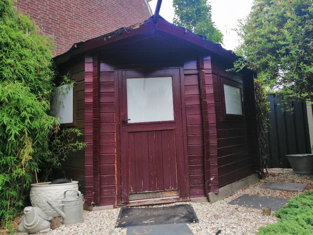 tuinhuis tuinschuur 2 ramen en afsluitbare deur GRATIS lamp, Ophalen, Gebruikt, 250 tot 500 cm