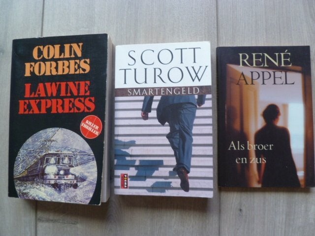 3 Trillers: Smartengeld, Lawine express en Als broer en zus., Ophalen of Verzenden, Gelezen, Scott Turow , Colin Forbe