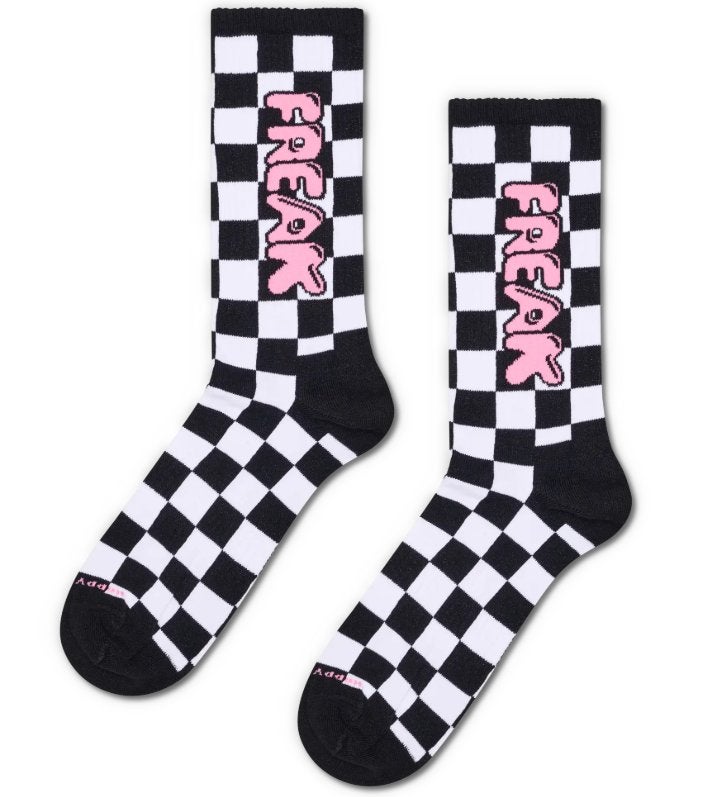 Happy Socks - Black&White Checkered Freak Gym Socks mt 41-46, Zwart, Nieuw, Overige maten, Ophalen of Verzenden
