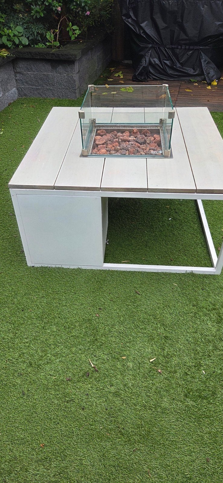 Cosi Square vuurtafel - Wit/Houtlook, Ophalen, Gebruikt
