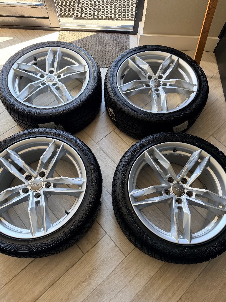 Complete 18 inch winterset Audi A4 – Vredestein Wintrac Pro, Ophalen, 18 inch, Gebruikt, Banden en Velgen