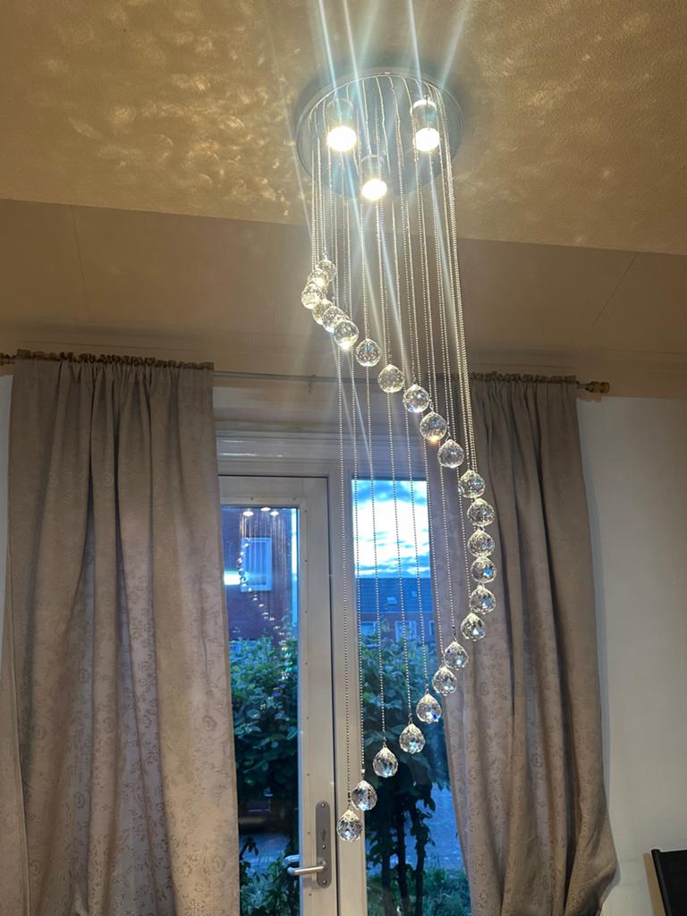 Prachtige kristallen hanglamp - Modern en elegant, Ophalen of Verzenden, Zo goed als nieuw, Glas