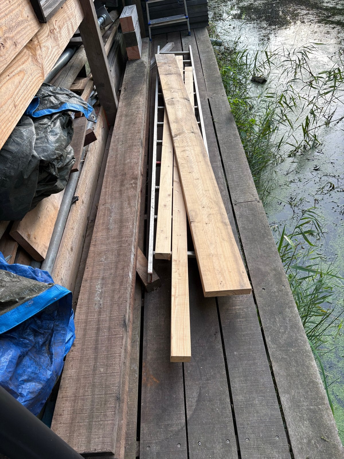 Hardhouten planken 2 stuks, Gebruikt, Ophalen of Verzenden, Balk, Overige houtsoorten