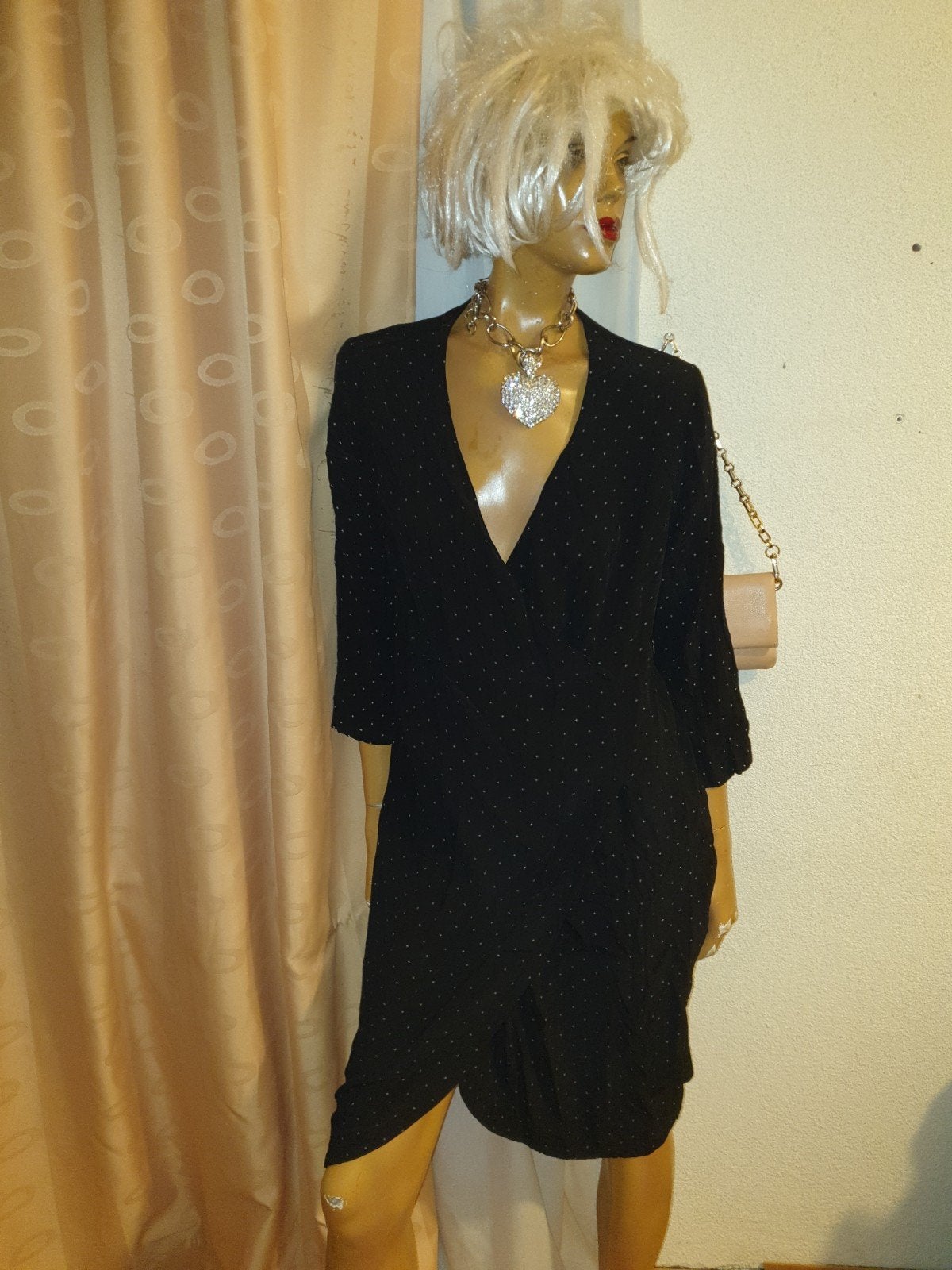 Zwarte overslagjurk met stippen Sissy-boy maat XL, Kleding | Dames, Zwart, Maat 46/48 (XL) of groter, Ophalen of Verzenden, Zo goed als nieuw