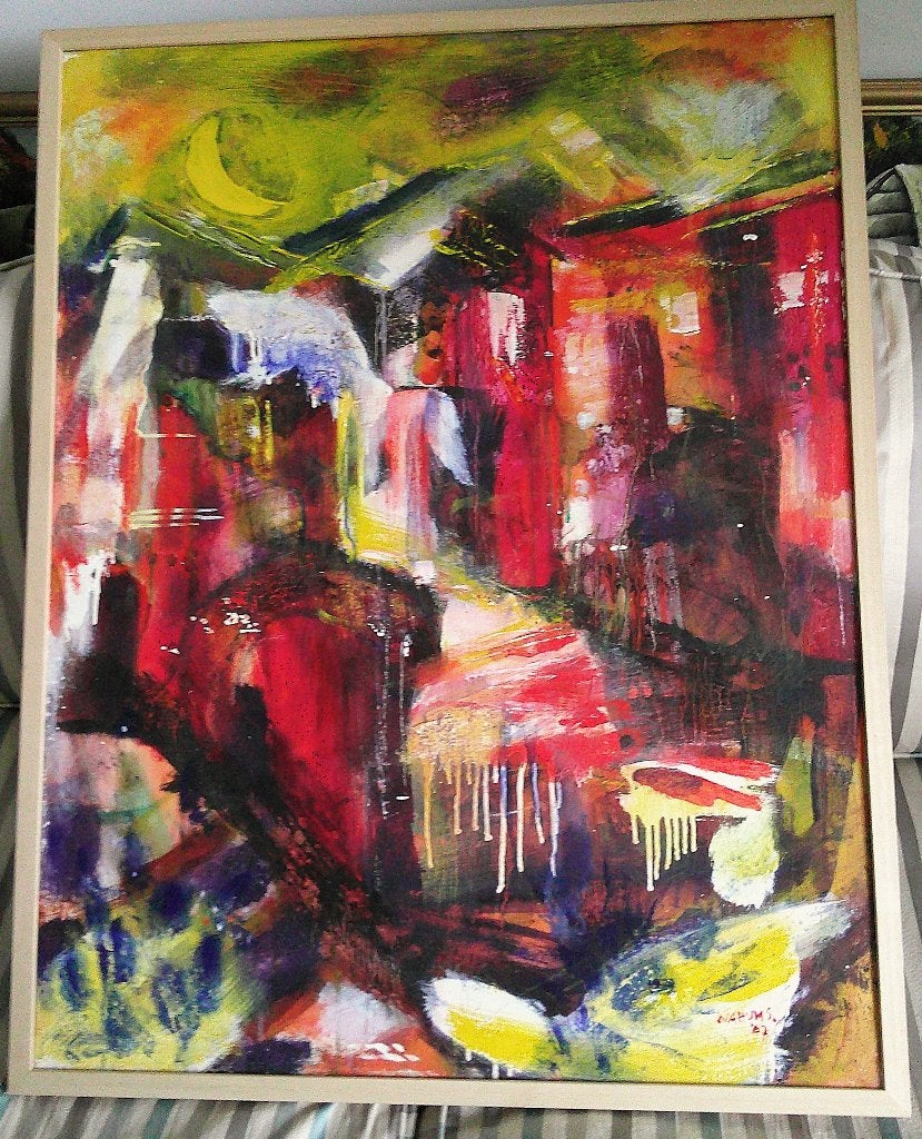 "Under the Moon" - 2006 - Nahum Suwarsita (geb. 1965), Doek, Expressionistisch, Ophalen of Verzenden, Gedateerd