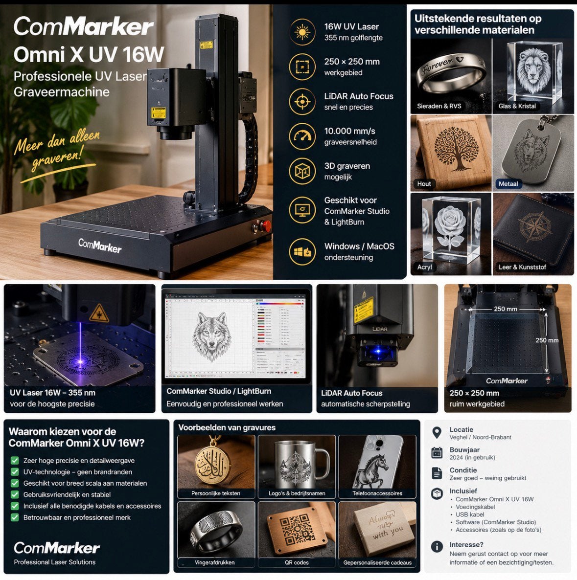ComMarker Omni X UV 16W – Professionele UV Laser Graveermach, Ophalen of Verzenden, Zo goed als nieuw, Overige typen