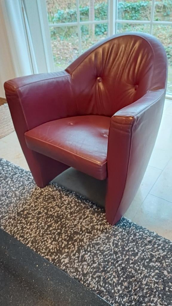 Leolux Carabita fauteuil  d.rood leer evt2 stuks beschikbaar, Huis en Inrichting, Ophalen, Modern design, Gebruikt, Minder dan 75 cm