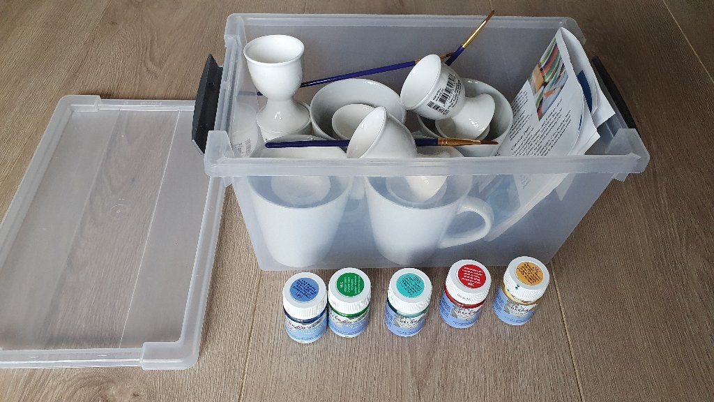 Schilderen porselein bekers eierdopjes glasverf bewaardoos, Nieuw, Meerkleurig, Ophalen of Verzenden, Knutselmateriaal