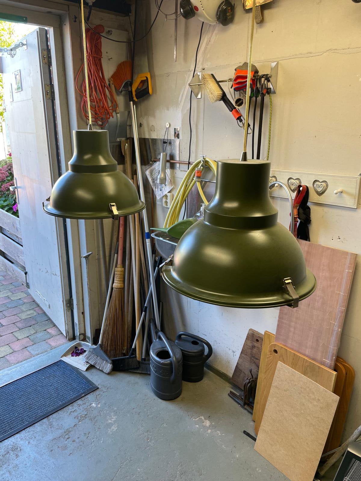 2 groene scheepslampen, Ophalen, Zo goed als nieuw