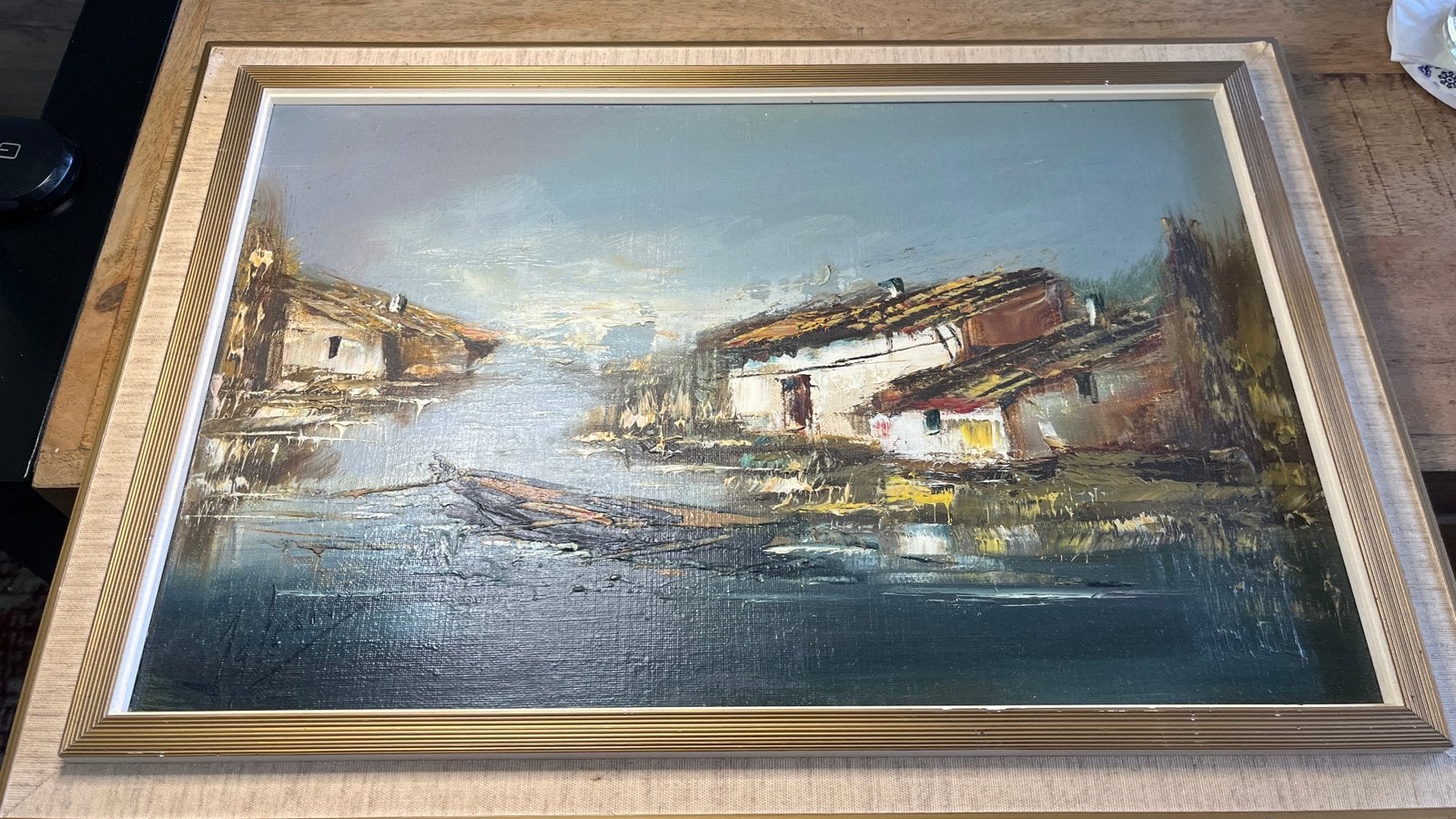 Olieverf schilderij ( Iglesias ), Overige stijlen, Doek, Ophalen of Verzenden, Landschap