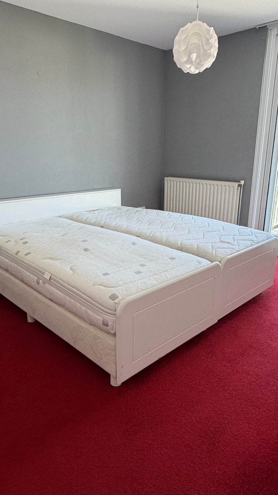 Wit Tweepersoonsbed met Nachtkastje & Matras (Set of Los), Ophalen, Gebruikt, Wit, Tweepersoons