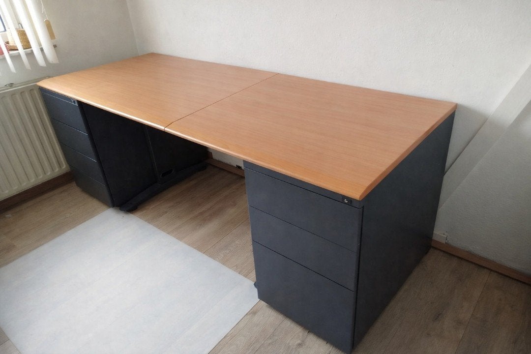Ruim bureau met lades - 200x80 cm, Ophalen, Met lades, Gebruikt, Hout
