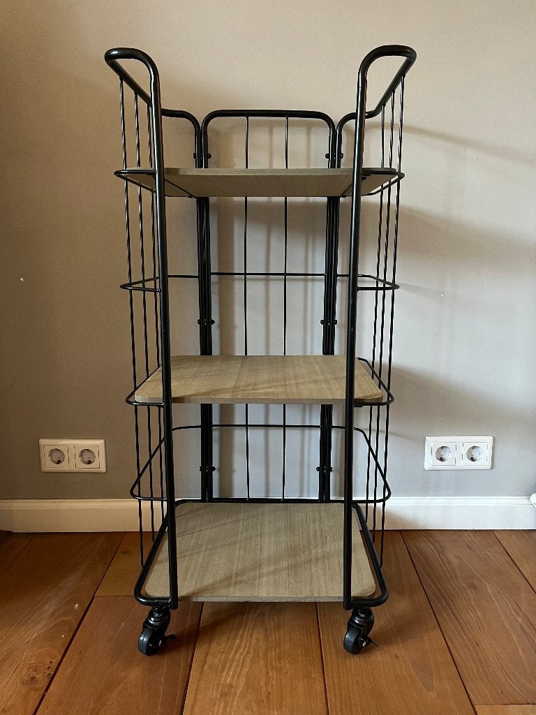 Industriële trolley/kastje met wielen (44x37x92,5cm), Huis en Inrichting, Ophalen, Gebruikt