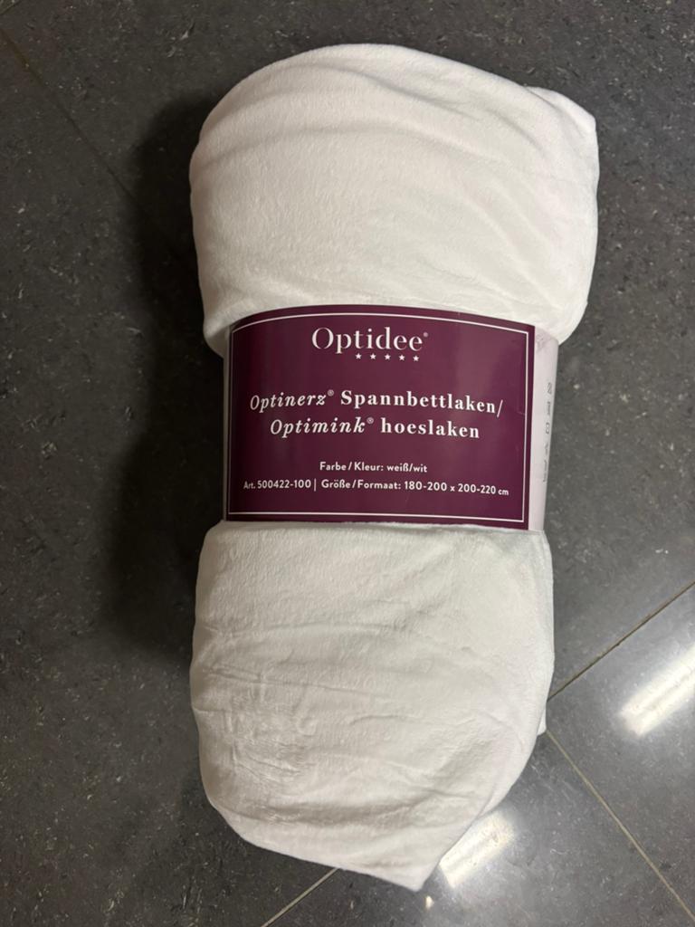 Optidee mink hoeslaken wit, Huis en Inrichting, Ophalen of Verzenden, Wit, Hoeslaken of Sloop, Nieuw