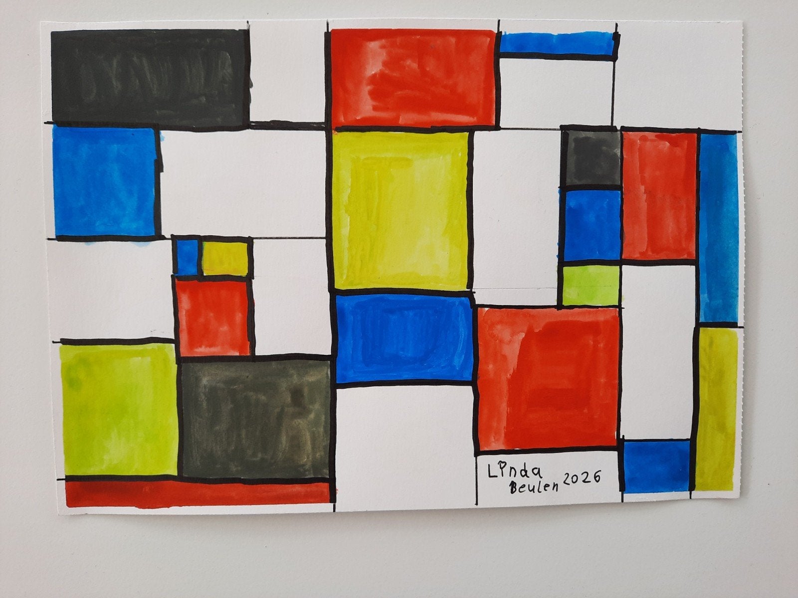 Abstract Kunstwerk - Mondriaan stijl, Ophalen of Verzenden