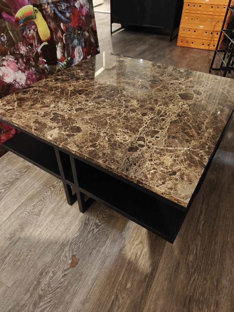 Bruine marmeren salontafel, Ophalen, Hotel chic, Overige materialen, Vierkant