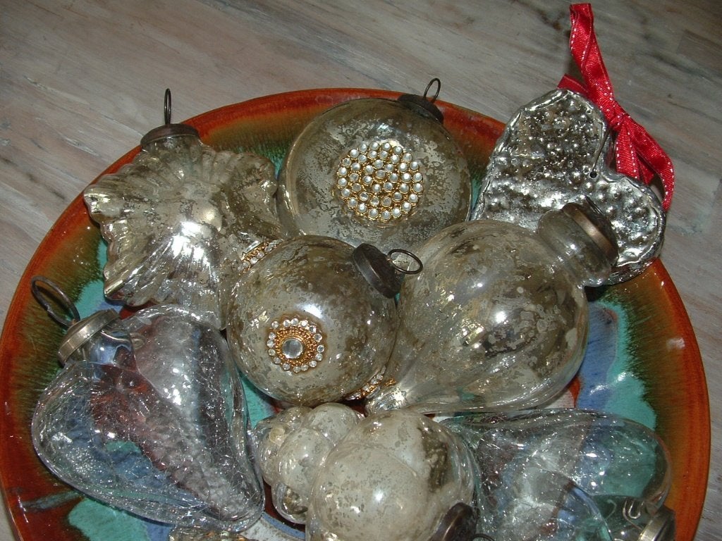 Set van 9 antieke kerstballen, decoratie, Ophalen of Verzenden