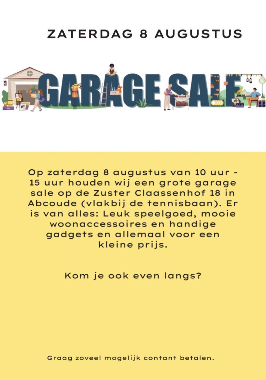 Morgen: Garage sale - mooie spullen voor een kleine prijs!, Ophalen