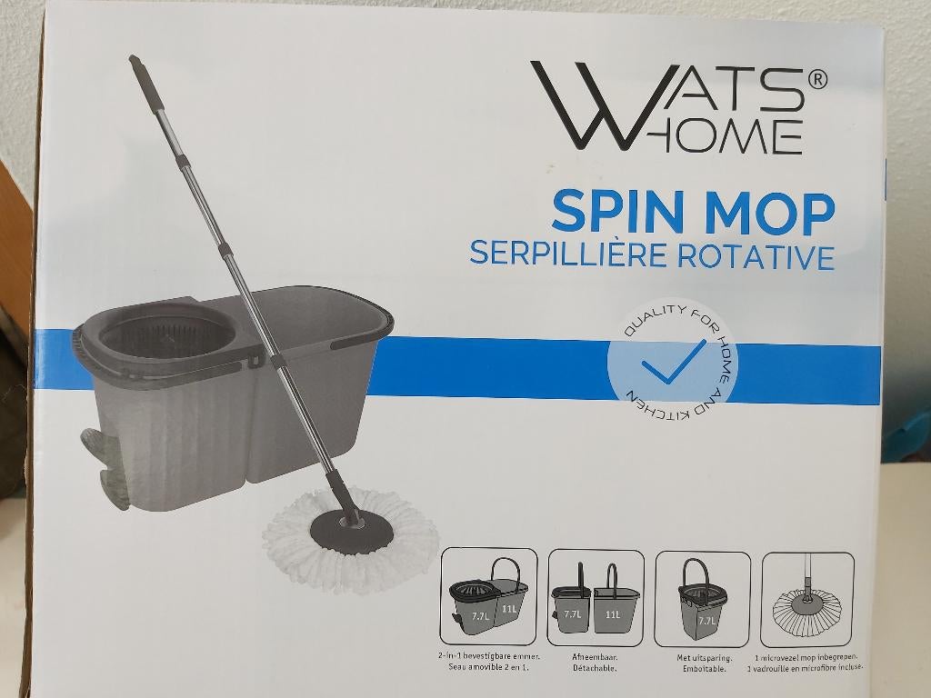 Spin mop dweil met voetpedaal bediend uitwringsysteem nieuw, Huis en Inrichting, Ophalen, Mop of Dweil