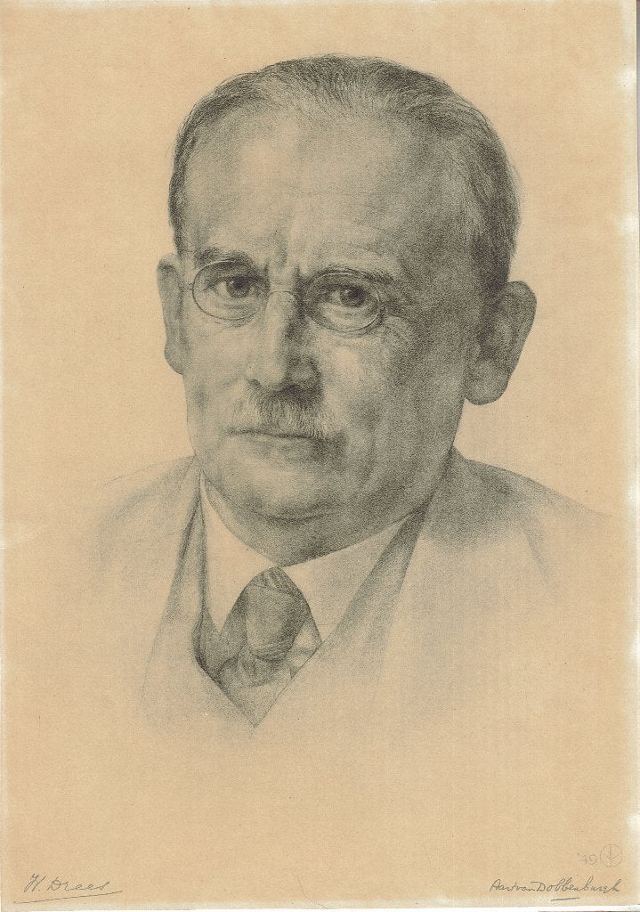 Aart van Dobbenburgh litho "Portret Willem Drees" gesigneerd, Ophalen, Minder dan 50 cm, Gebruikt, Oorspronkelijke maker